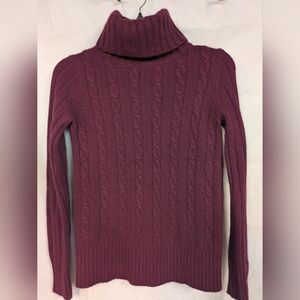 J. Crew Maroon Cable Knit Turtleneck Sweater